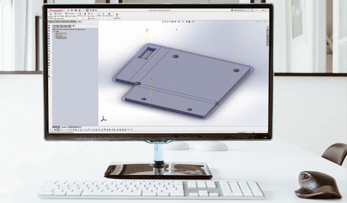 Sheet metal component being designed on a computer